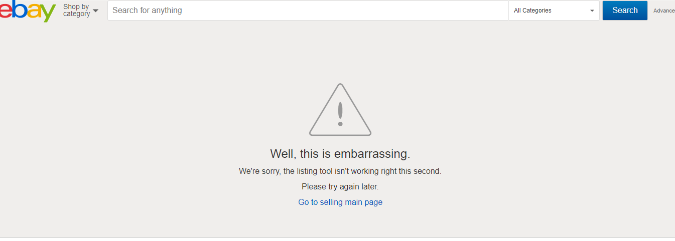 ebay listing fail